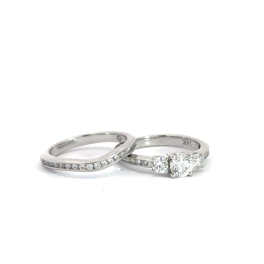 3 Round Brilliant Diamond Accented Bridal Set