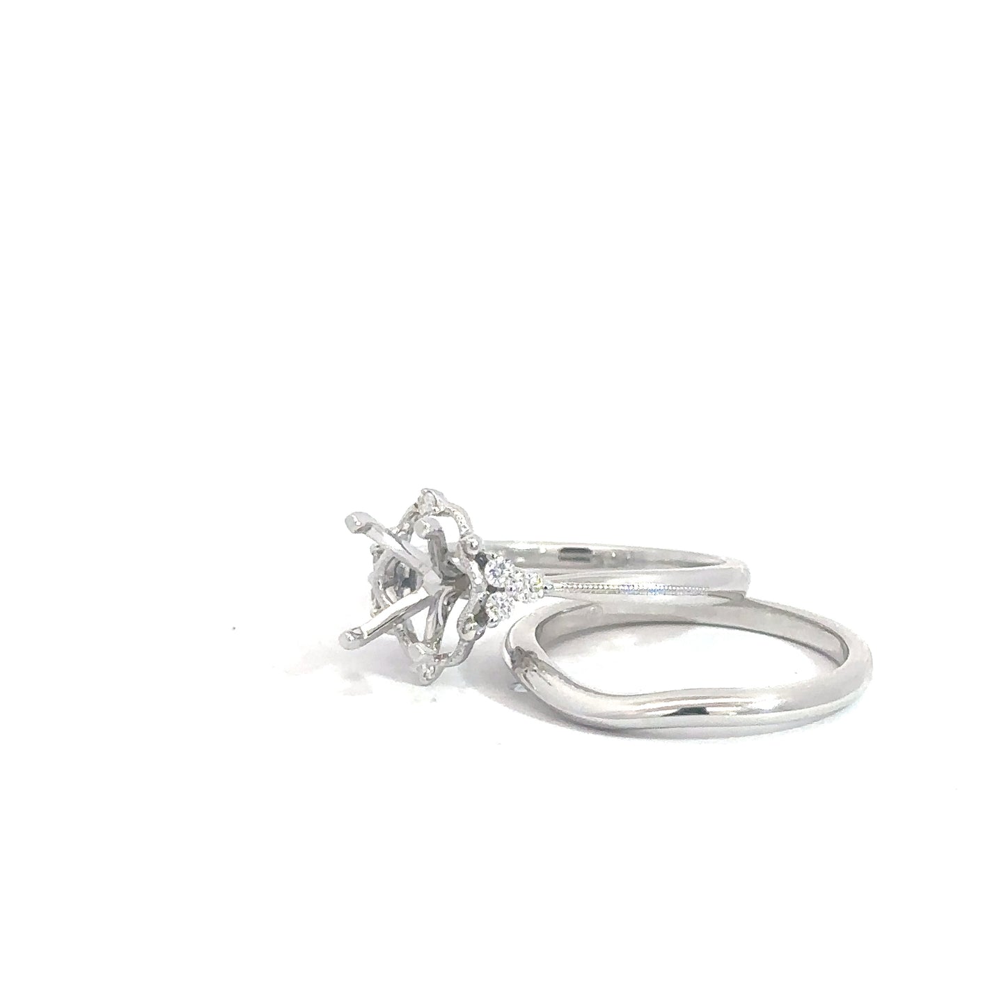 14k White Gold Semi Set Bridal Set .13cttw