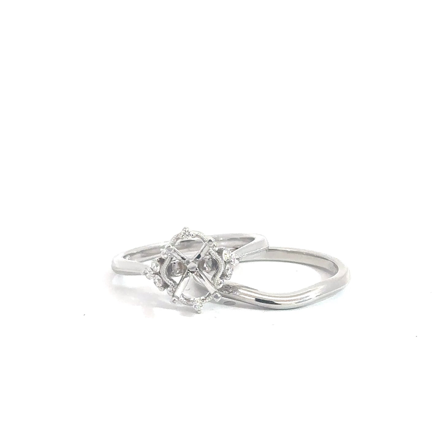 14k White Gold Semi Set Bridal Set .13cttw