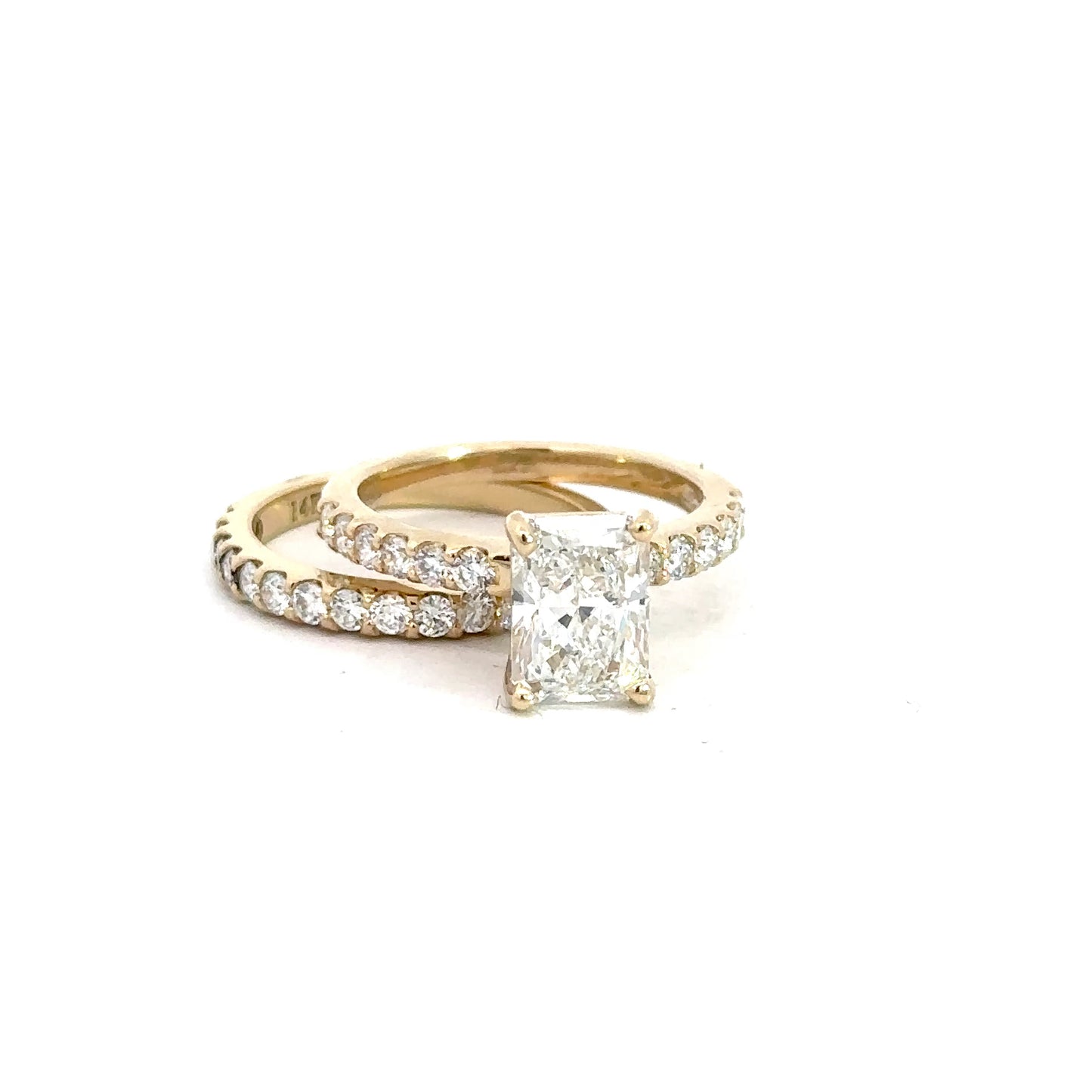 14k Yellow Gold Lab Grown Radiant Diamond  Bridal Set 2.95cttw