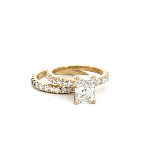 14k Yellow Gold Lab Grown Radiant Diamond  Bridal Set 2.95cttw