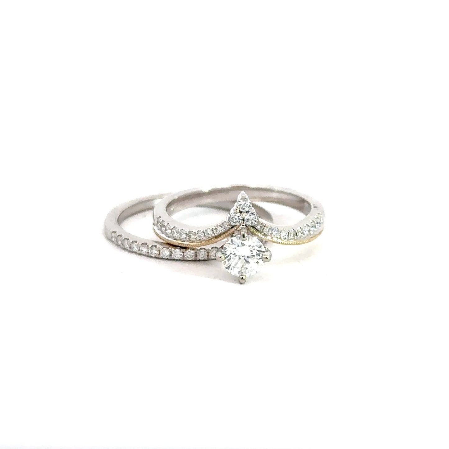14k Yellow & White Gold Diamond Bridal Set .81cttw
