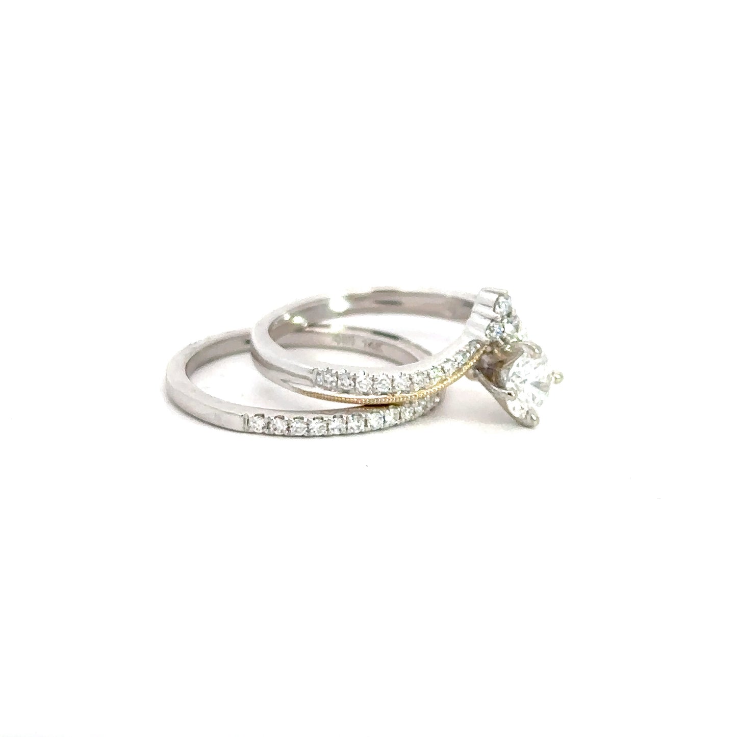 14k Yellow & White Gold Diamond Bridal Set .81cttw