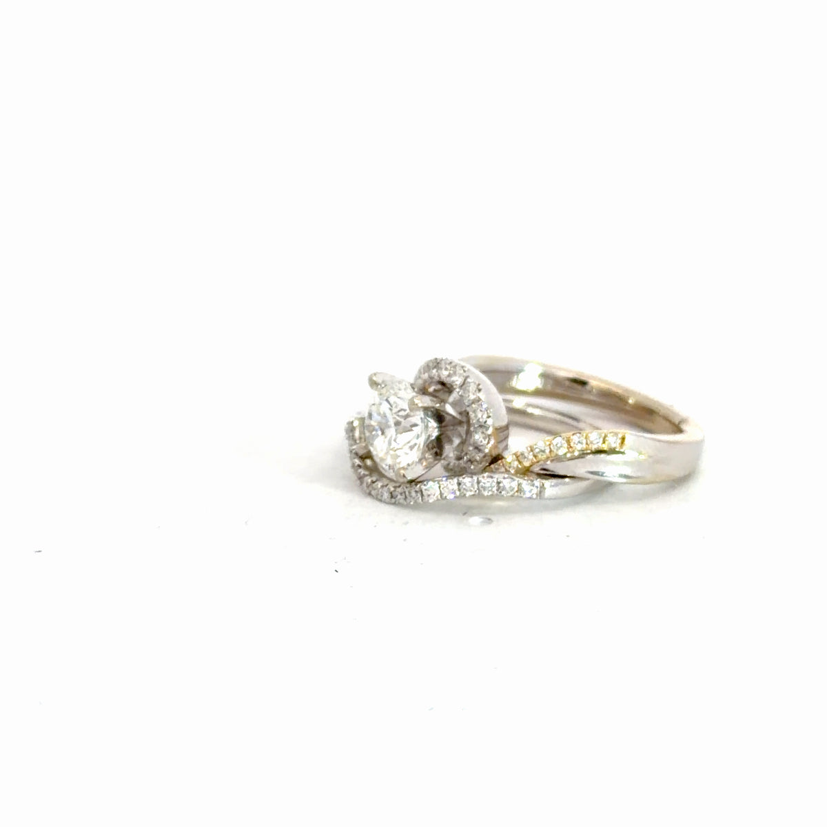 14k Yellow & White Gold Diamond Bridal Set 1.49cttw