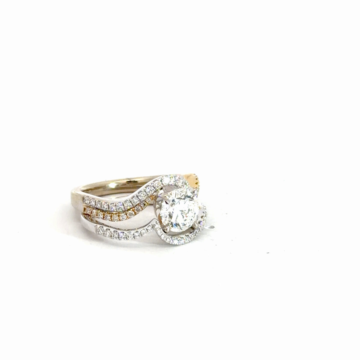 14k Yellow & White Gold Diamond Bridal Set 1.49cttw
