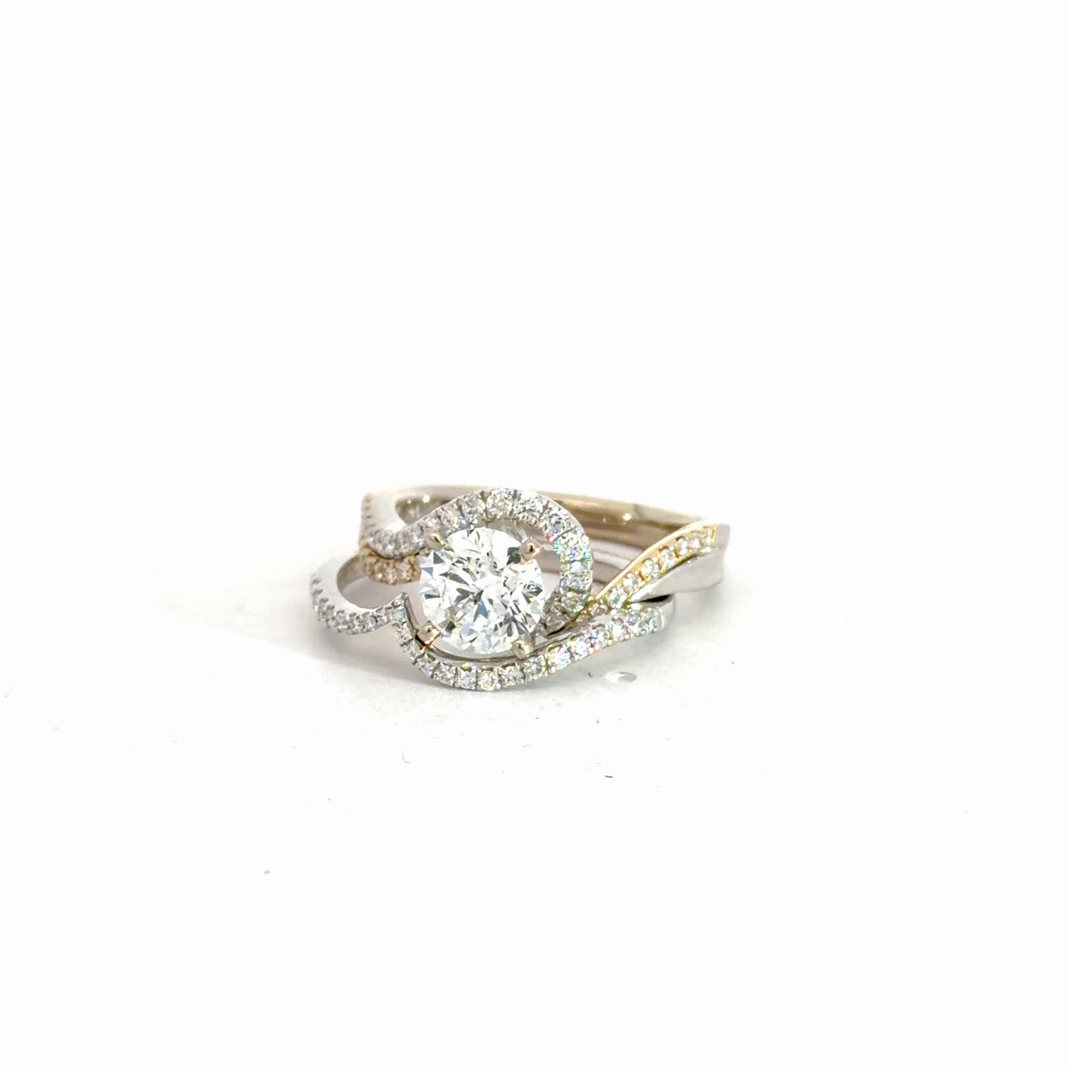 14k Yellow & White Gold Diamond Bridal Set 1.49cttw