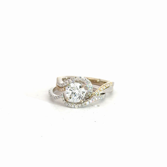 14k Yellow & White Gold Diamond Bridal Set 1.49cttw