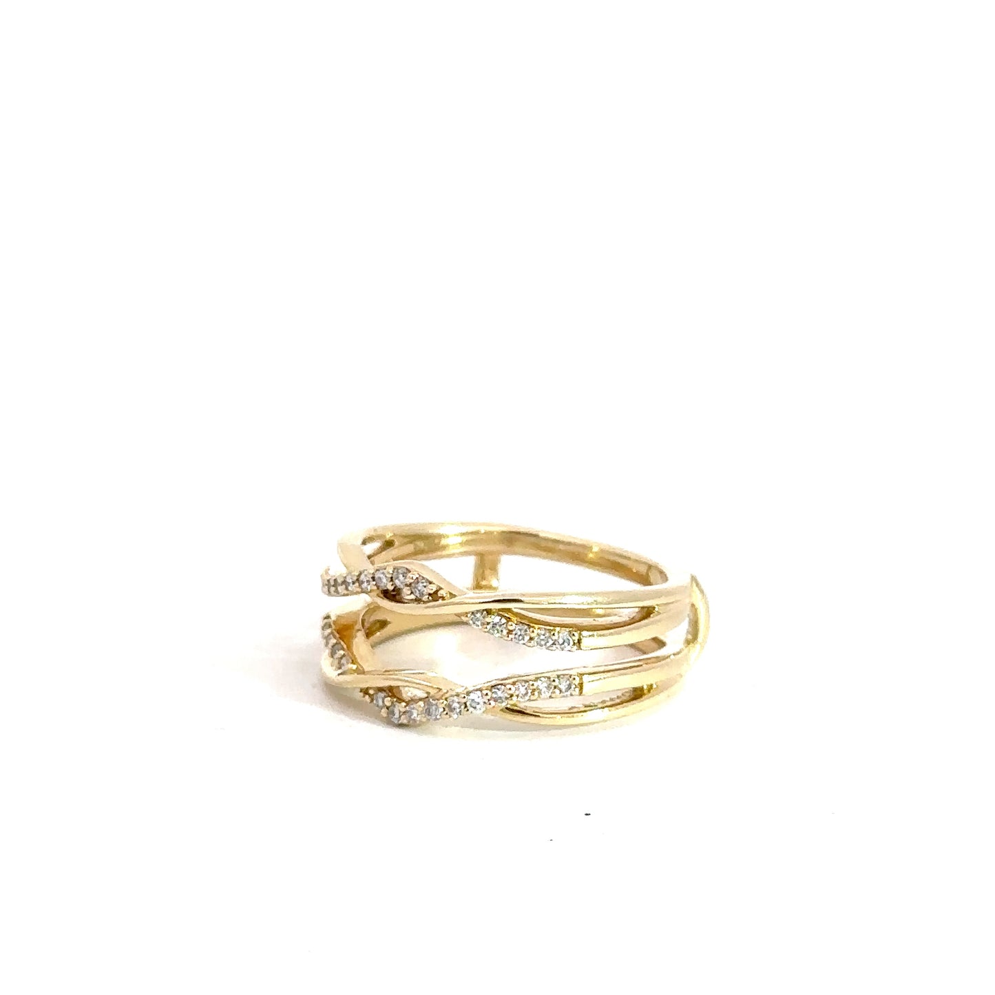 14k Yellow Gold Diamond Twist Ring Jacket .20cttw