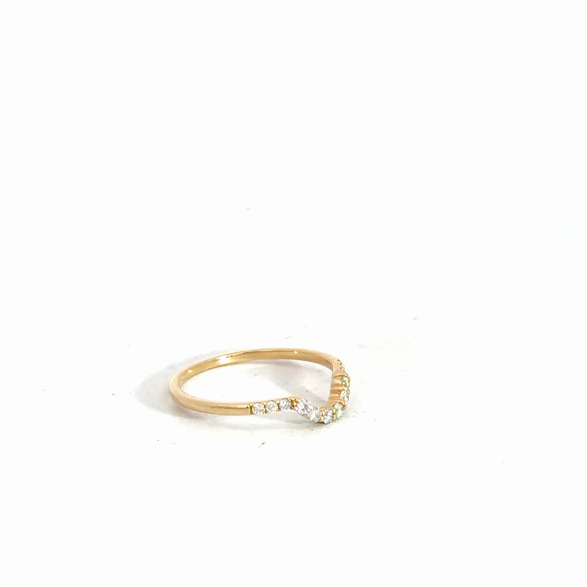 14k Yellow Gold Diamond Contour Band .19cttw