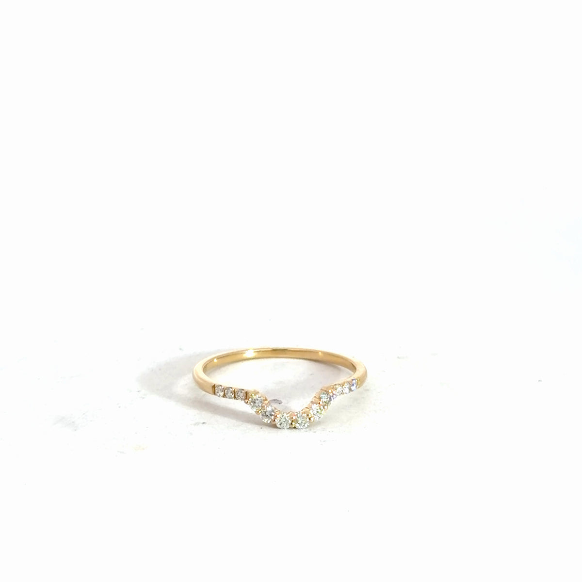 14k Yellow Gold Diamond Contour Band .19cttw