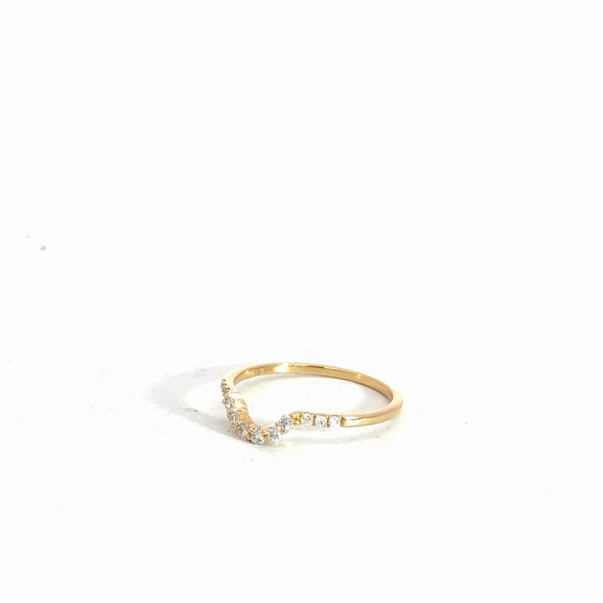 14k Yellow Gold Diamond Contour Band .19cttw