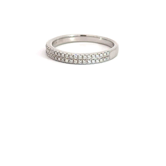 14k White Gold Double Row Diamond Ring .20cttw