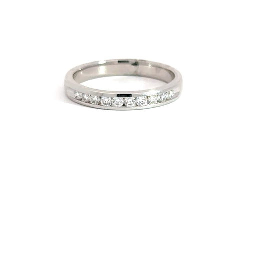 14k White Gold Round Diamond Channel Ring .24cttw
