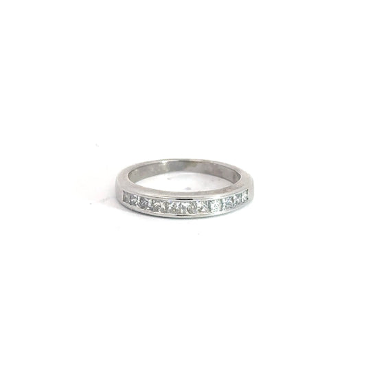 14k White Gold Princess Cut Diamond Band .50cttw