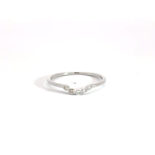 14k White Gold Diamond Contour Band .11cttw