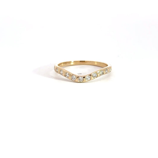 14k Yellow Gold Diamond Contour Band .21cttw