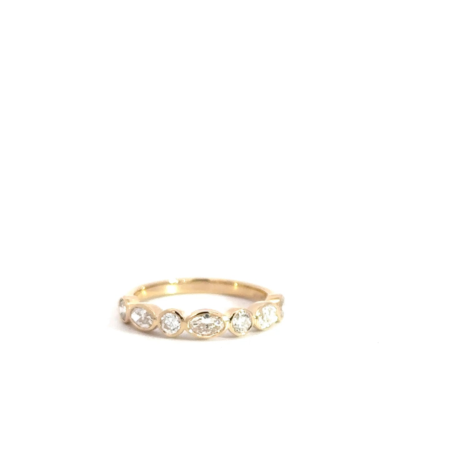 14k Yellow Gold Oval & Round Brilliant Diamond Band .78cttw