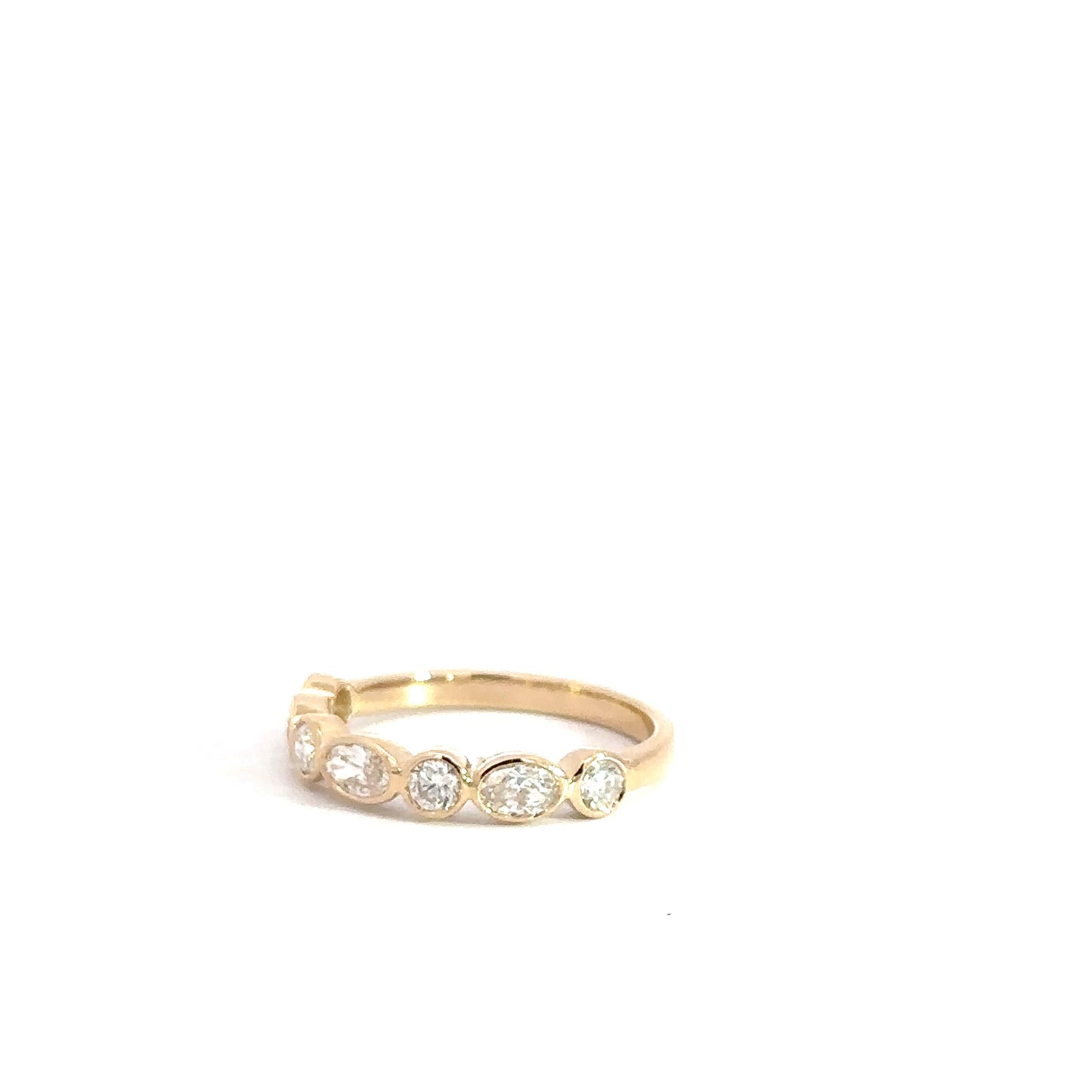 14k Yellow Gold Oval & Round Brilliant Diamond Band .78cttw