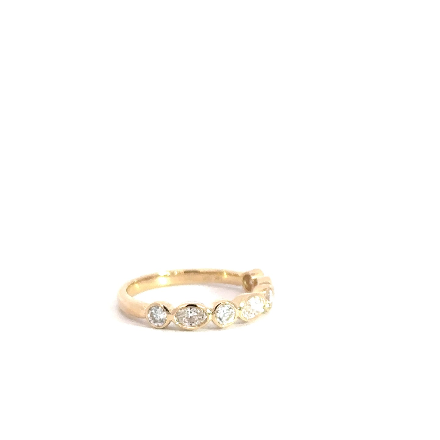 14k Yellow Gold Oval & Round Brilliant Diamond Band .78cttw