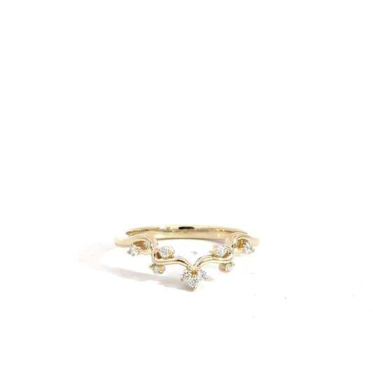 14k Yellow Gold Diamond Contour Band .12cttw