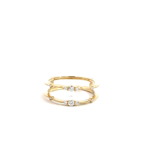 14k Yellow Gold Diamond Ring Jacket .16cttw