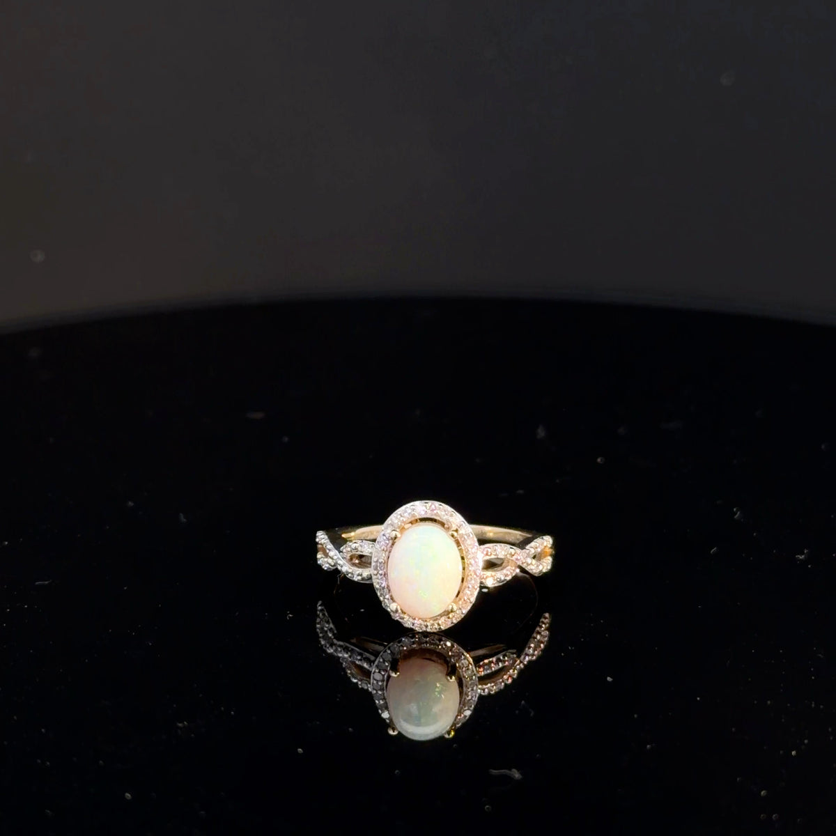 10k Yellow Gold Opal & Diamond Ring