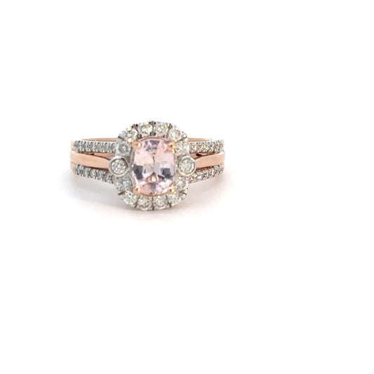14k Rose Gold Morganite & Diamond Ring