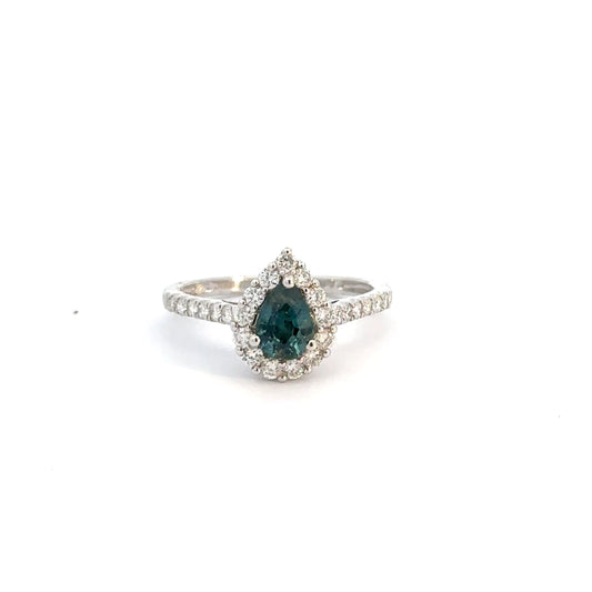 14k White Gold Sapphire & Diamond Ring