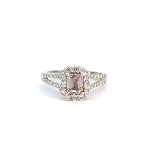 14k White Gold Pink Sapphire & Diamond Ring