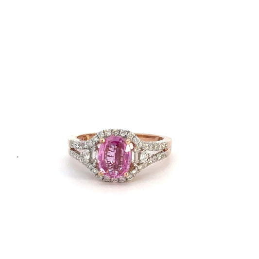 14k Rose Gold Pink Sapphire & Diamond Ring