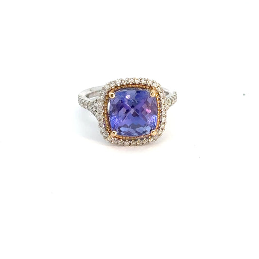 Platinum & 14k Yellow Gold Tanzanite & Diamond Ring