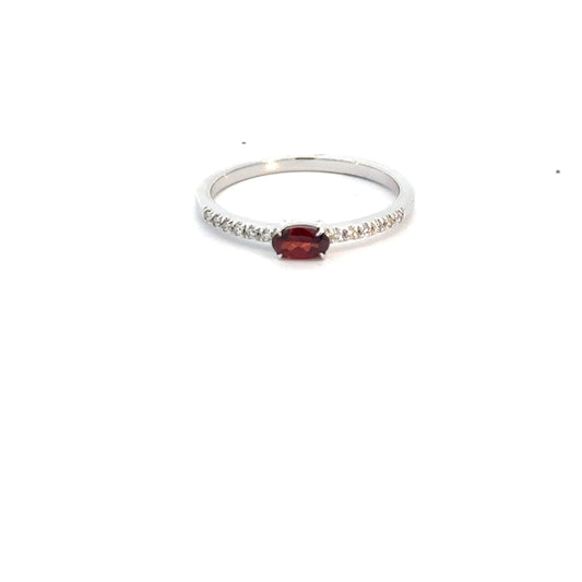 14k White Gold Garnet & Diamond Ring