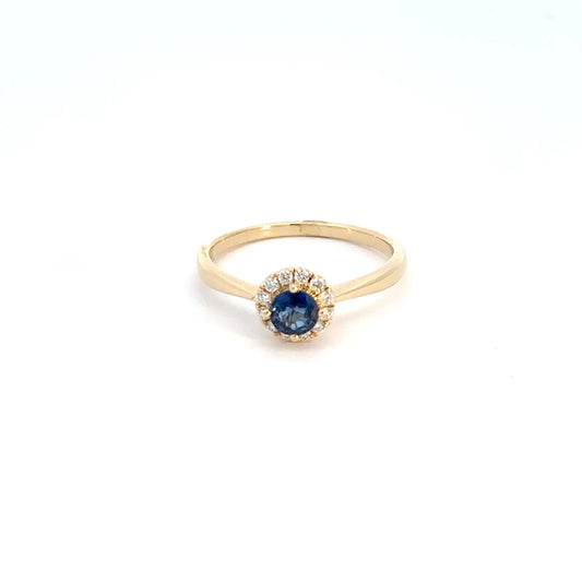 14k Yellow Gold Sapphire & Diamond Ring