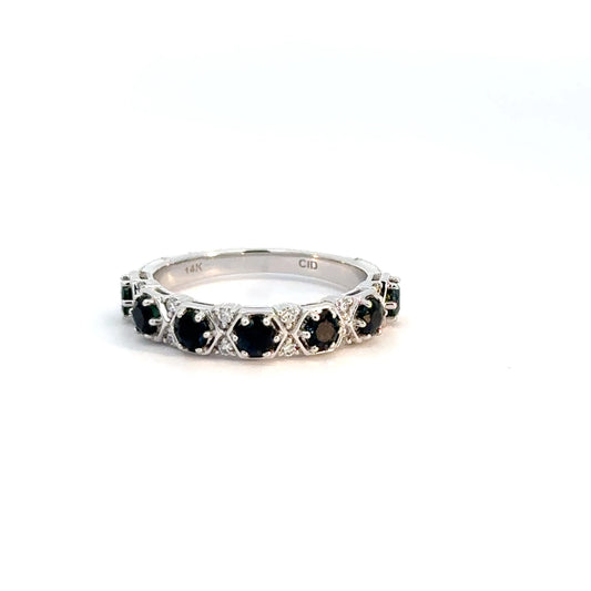 14k White Gold Diamond & Sapphire Ring