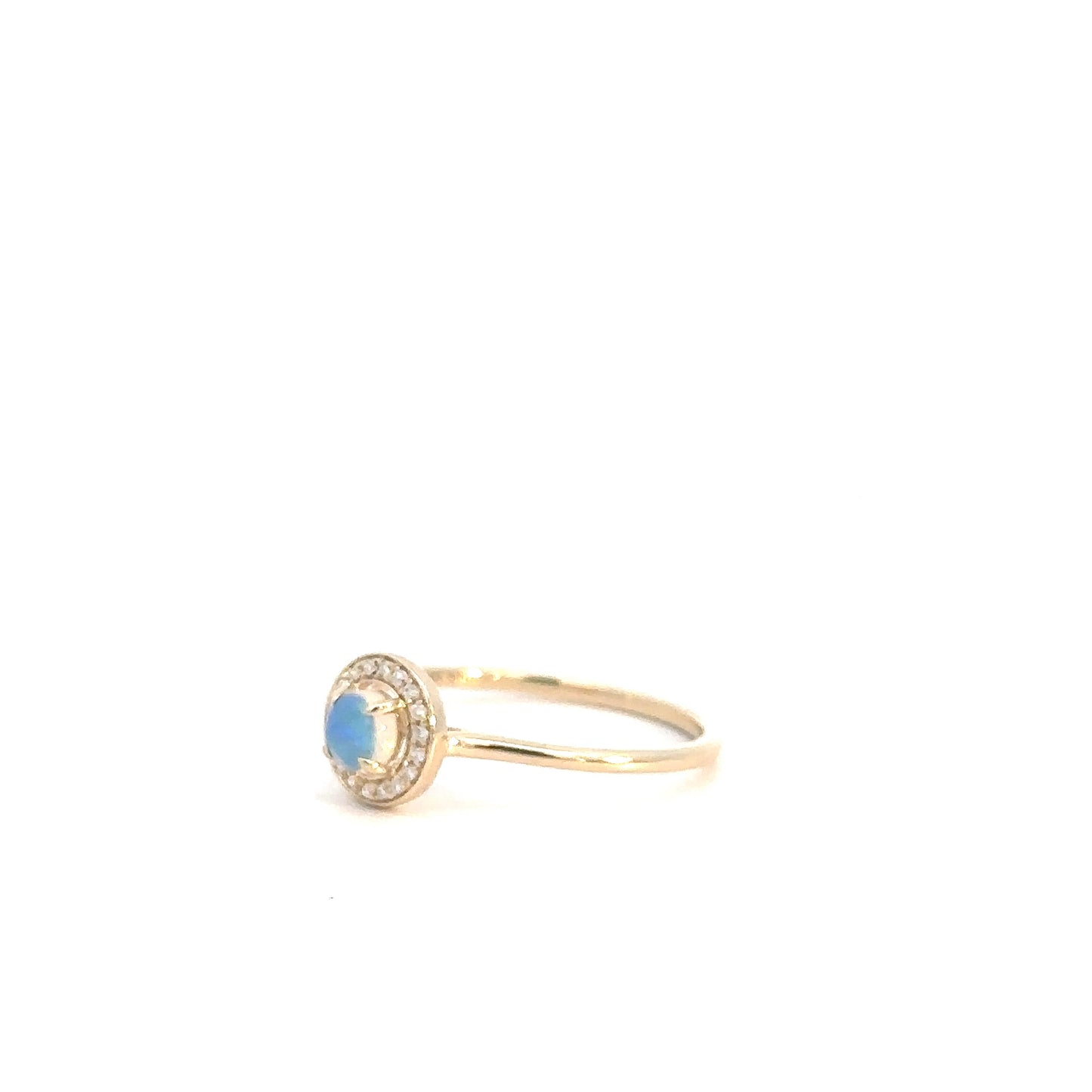 14k Yellow Gold Opal& Diamond Ring .04cttw