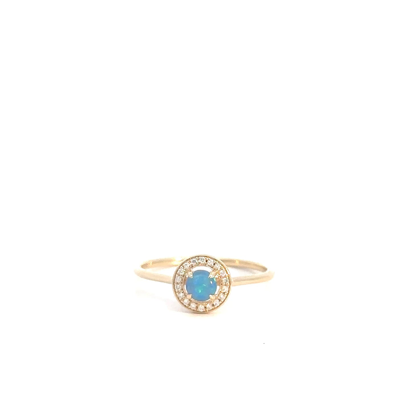 14k Yellow Gold Opal& Diamond Ring .04cttw