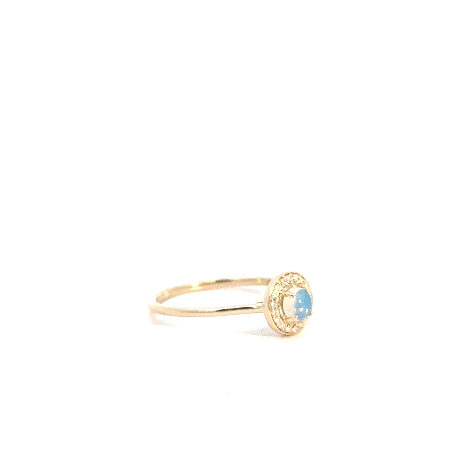 14k Yellow Gold Opal& Diamond Ring .04cttw