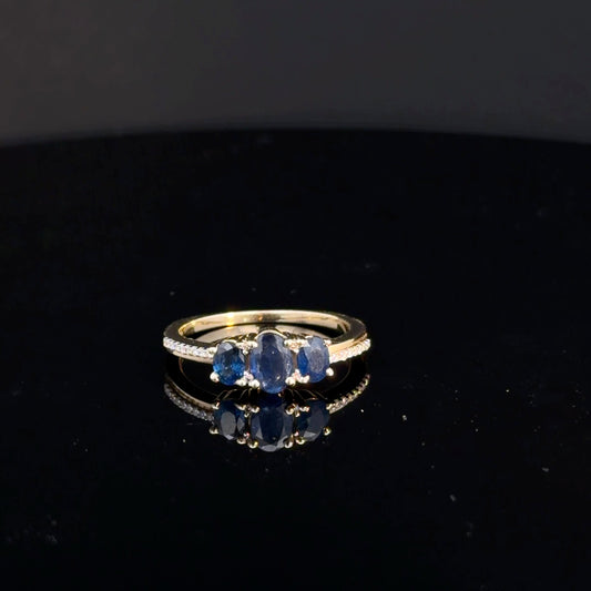 14k Yellow Gold Sapphire & Diamond Ring