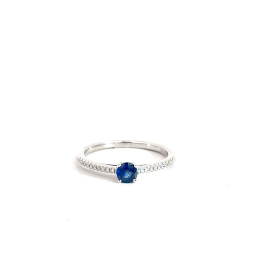 14k White Gold Sapphire & Diamond Ring