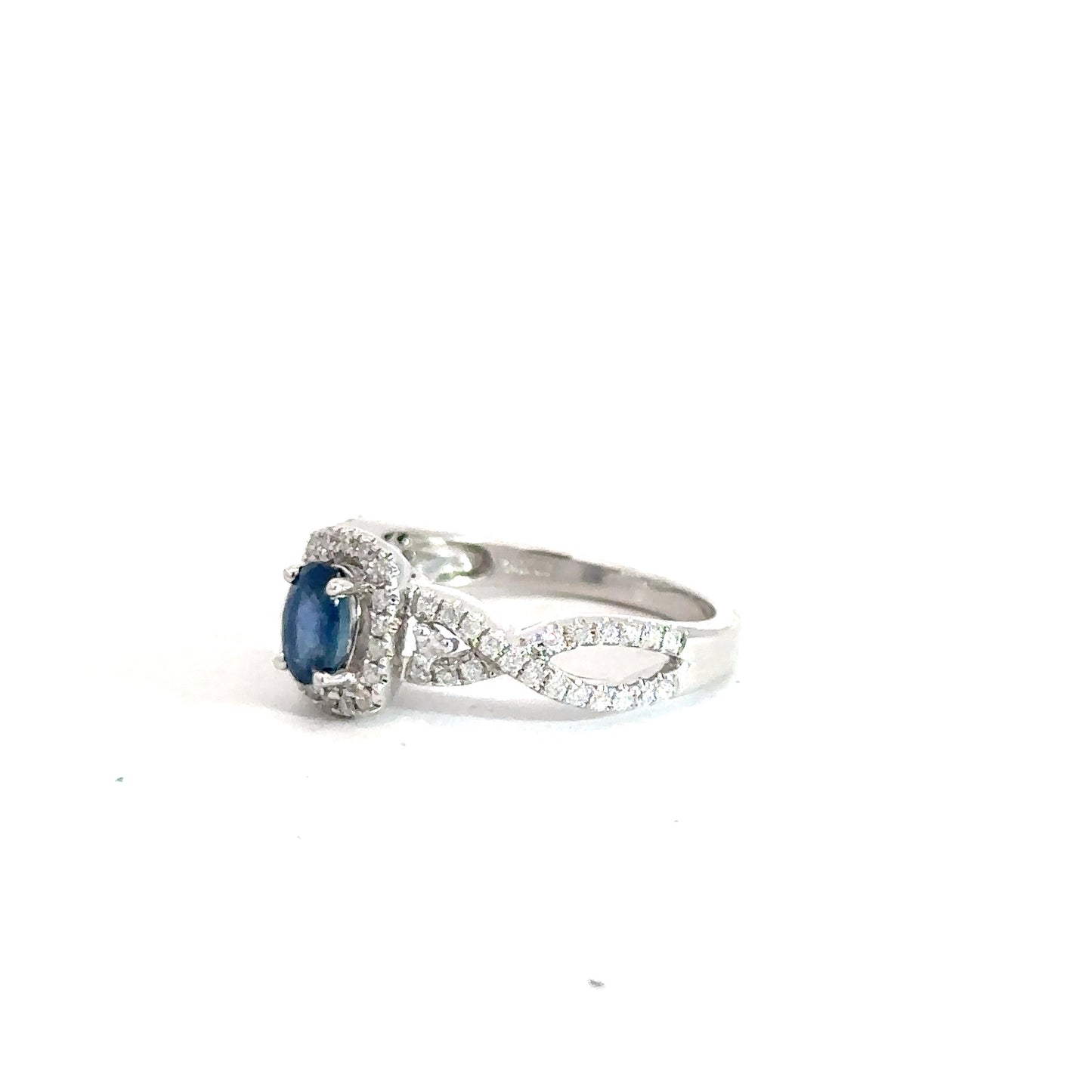 14k White Gold Sapphire & Diamond Ring 1/3cttw