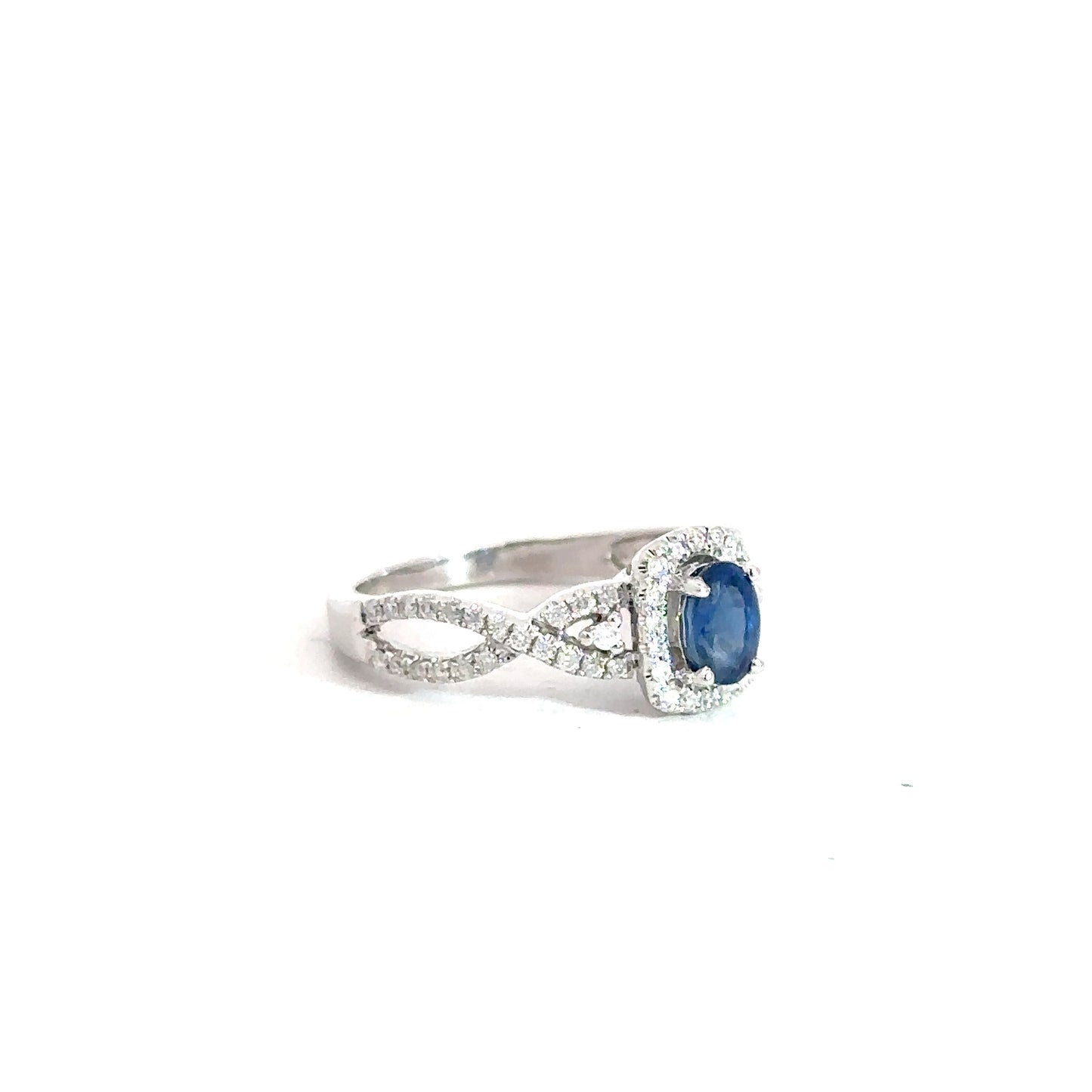 14k White Gold Sapphire & Diamond Ring 1/3cttw