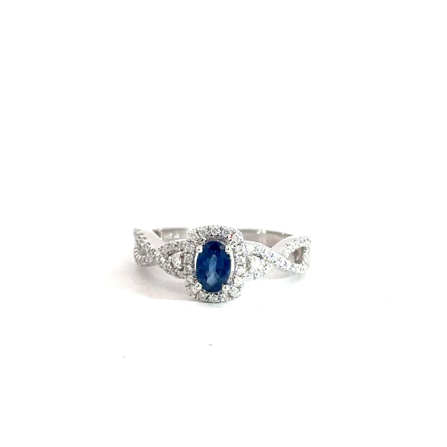 14k White Gold Sapphire & Diamond Ring 1/3cttw