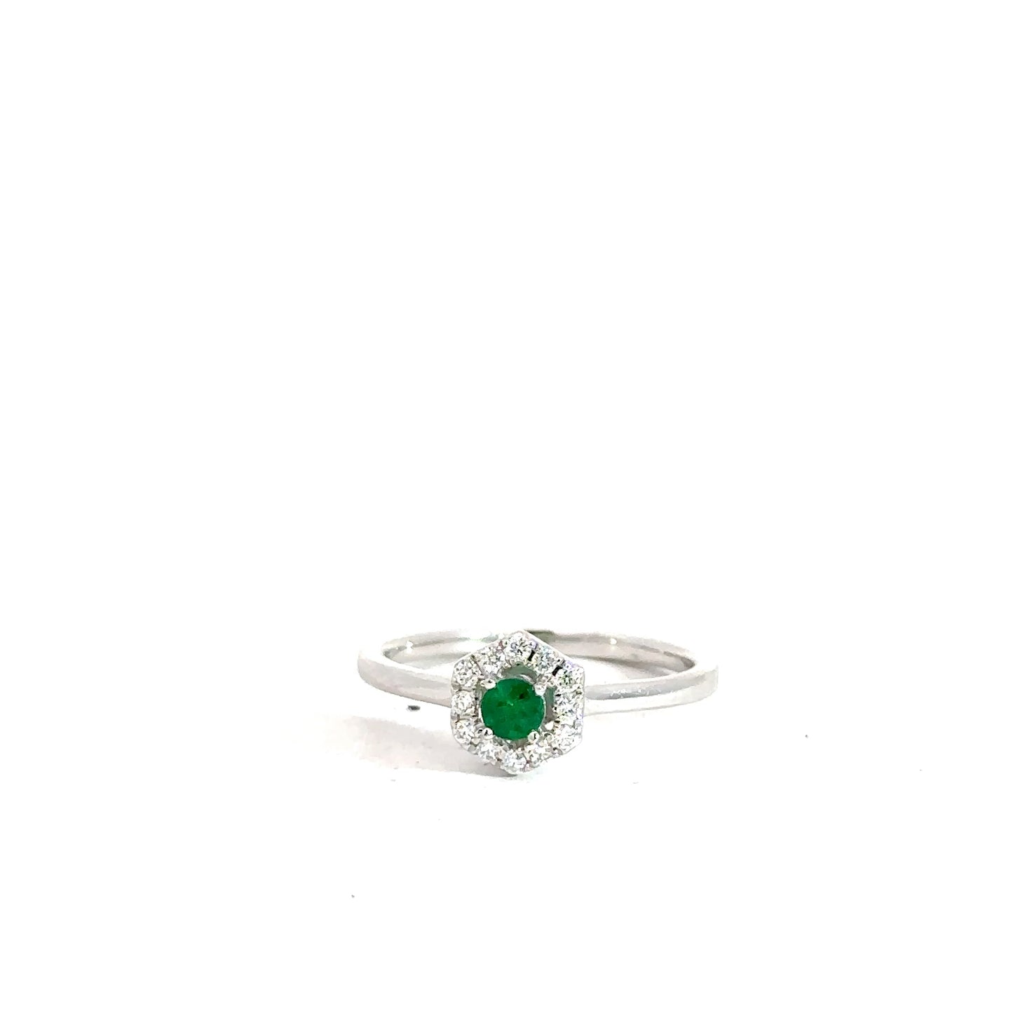 14k White Gold Emerald and Diamond Ring
