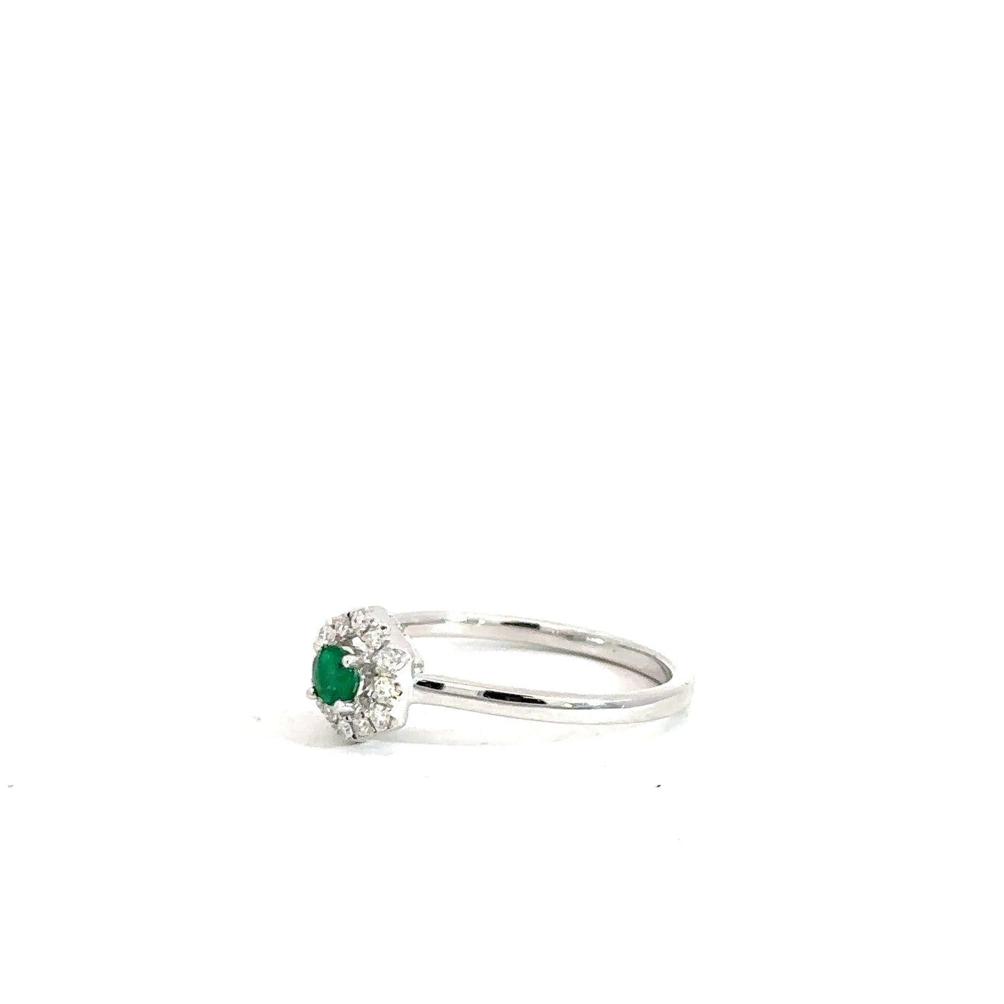 14k White Gold Emerald and Diamond Ring