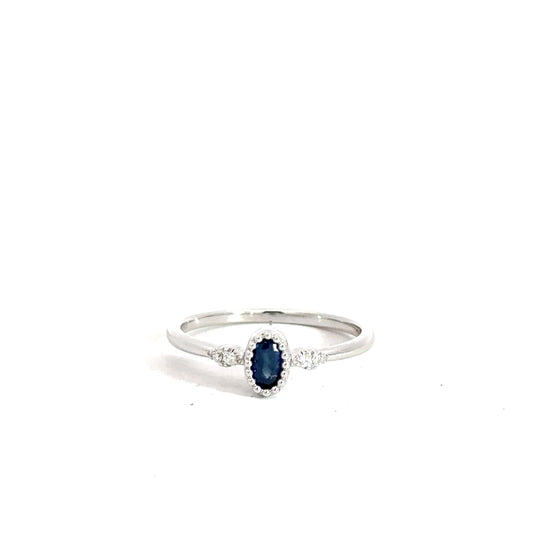 Lady's 14k White Gold Sapphire & Diamond Ring