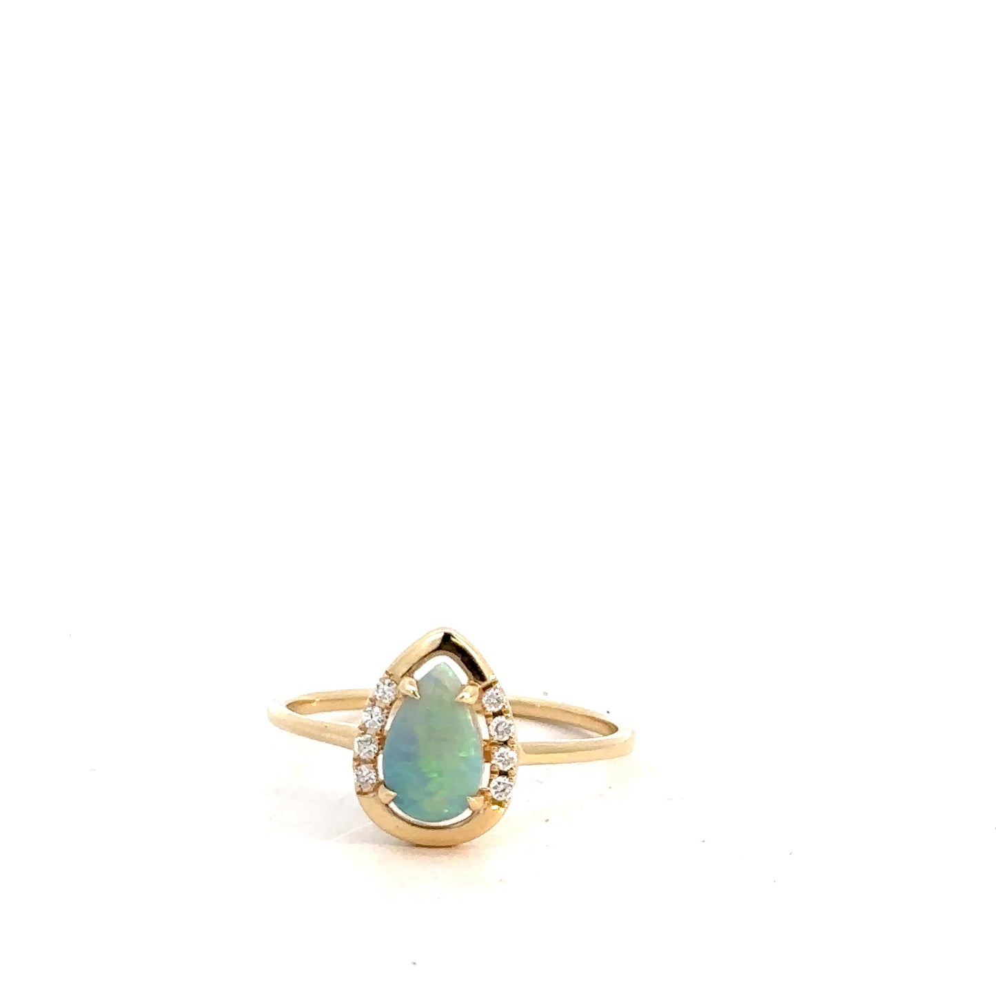 14k Yellow Gold Opal & Diamond Ring