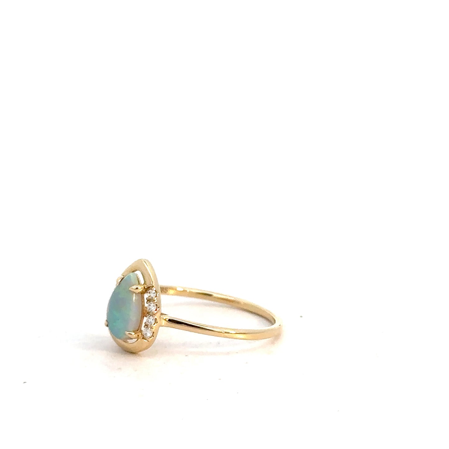 14k Yellow Gold Opal & Diamond Ring