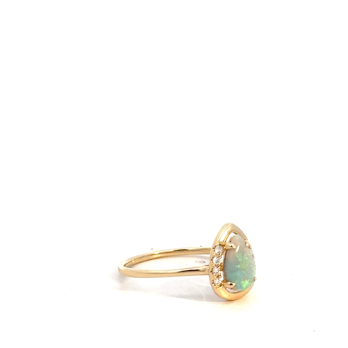 14k Yellow Gold Opal & Diamond Ring