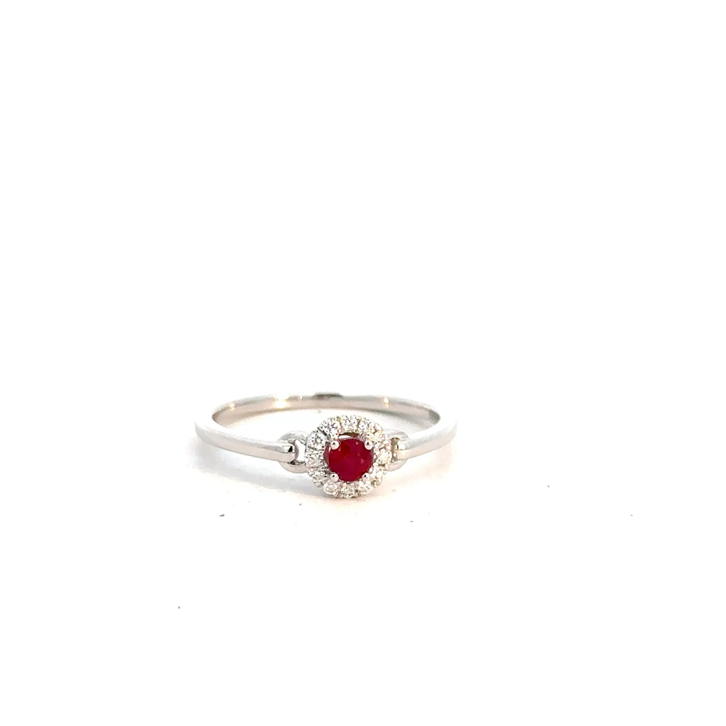 Lady's 14k White Gold Ruby & Diamond Ring .07cttw