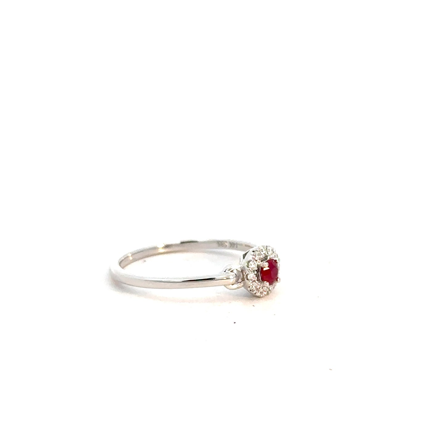 Lady's 14k White Gold Ruby & Diamond Ring .07cttw